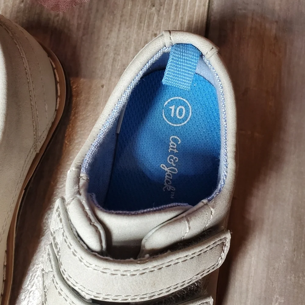 Cat & Jack Grey Toddler Boy Velcro Oxford Dress Shoes Size 10 NWOT EUC